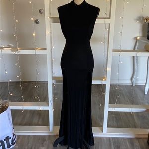 🚫Long Black Slit Dress Mesh Back